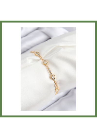 Bezos Pirinç Zirkon Taşlı Daire Model Gold Renk Asansörlü Kadın Bileklik Hb006 46978994