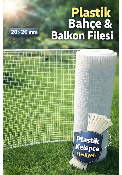 Plastik Beyaz Dekoratif Bahçe Çiti Perde Balkon Filesi 20 Mm Göz Kedi Filesi Kümes Filesi Çiti