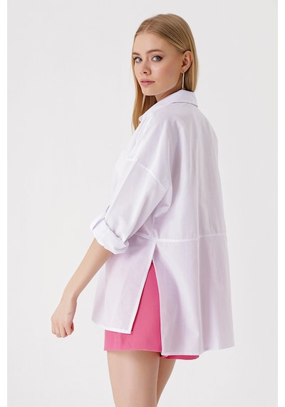 Bigdart 3975 Yırtmaçlı Poplin Gömlek - Beyaz 001
