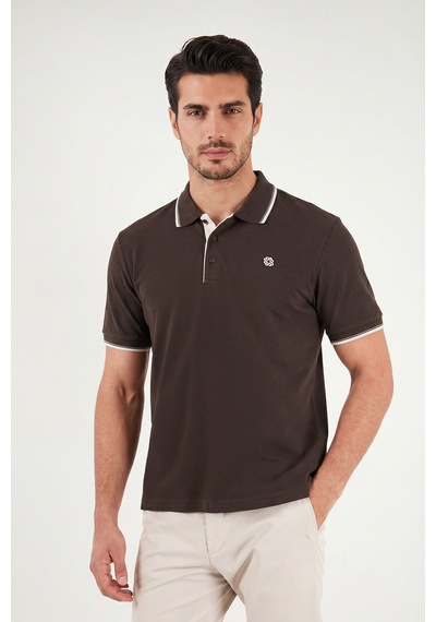 Buratti % 100 Pamuk Düğmeli Regular Fit Polo Yaka T Shirt Erkek Polo Yaka T Shirt 5902118 Kahve
