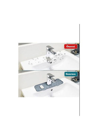 Su Tutucu Musluk Matı -mutfak Ve Banyo Için Koruyucu Lavabo, Musluk Ve Batarya Matı Silikon Gri Diğer