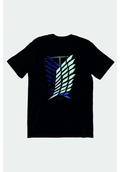 Startmore Attack On Titan Baskılı Penye T-shirt Siyah