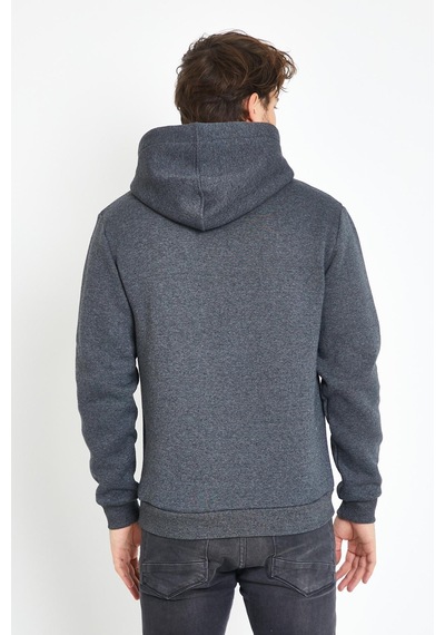 Polostate Erkek Arizona Nakışlı Kapüşonlu 3 İplik Sweatshirt Antrasit