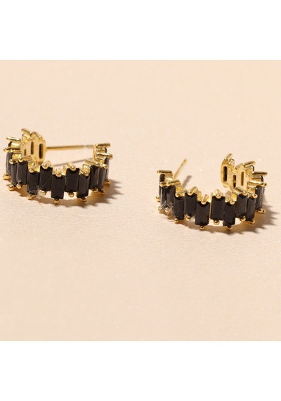 Siyah Taşlı Küpe 718893 Gold