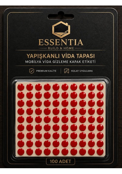 Yapışkanlı Vida Tapası Parlak Kırmızı Mobilya Vida Gizleme Kapak Etiketi 100 Adet Çoklu Renk