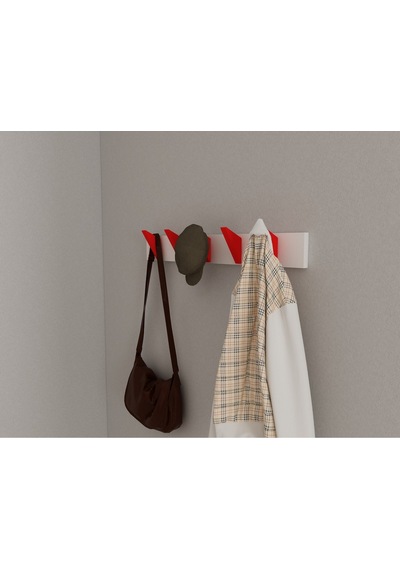 Hepsi3boyutlu Modern Duvar & Kapı Kanca Askılık - 5 Adet Kırmızı Kanca Askılık - Model No : 5 Kırmızı