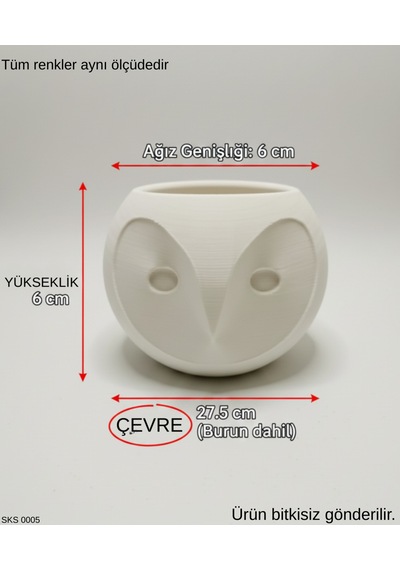 Kırmızı Baykuş Figürlü Mini Dekoratif Saksı 6 Cm Masaüstü Ofis Dekoru Diğer