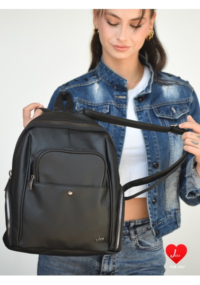 Jara Bag Freya Kadın Sırt Çantası Şık, Yumuşak Dokulu Ve 5 Bölmeli Siyah