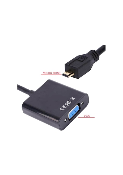 Micro Hdmi To Vga Kablo Çevirici Dönüştürücü Adaptör Ses Destekli