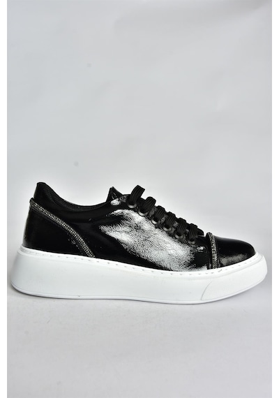 Fox Shoes Siyah Rugan Taş Detaylı Günlük Spor Ayakkabı Sneakers P274049308 Siyah