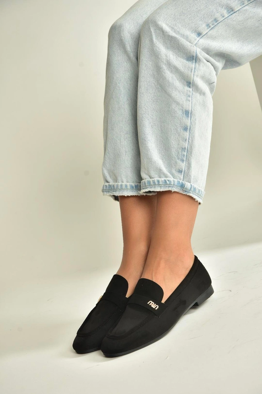 Fox Shoes V250017502 Siyah Süet Günlük Kadın Ayakkabı Siyah-süet