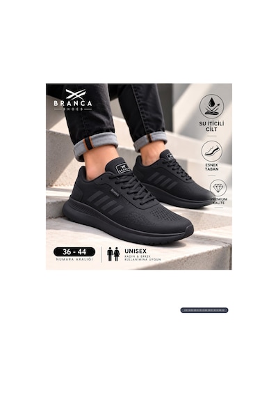 Branca Unisex Kadın Erkek Yarı Ortapedik Günlük Spor Sneaker Yürüyüş Outdoor Ayakkabı Siyah