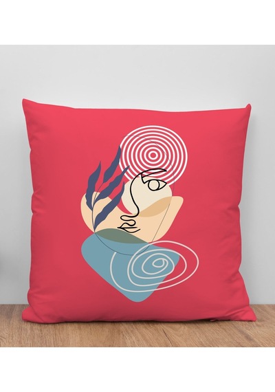 Bk Gift Modern Art Tasarımlı Kırmızı Kırlent Yastık, Arkadaşa Hediye, Ev Dekorasyonu, Ev Hediyesi-3