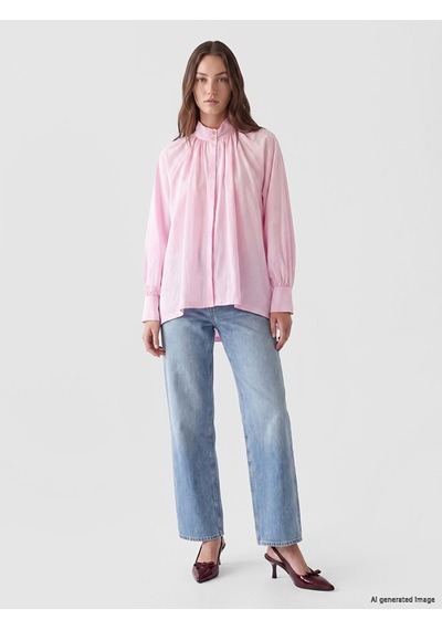 Lcw Modest Pembe Hakim Yaka %100 Pamuklu Kadın Gömlek Tunik