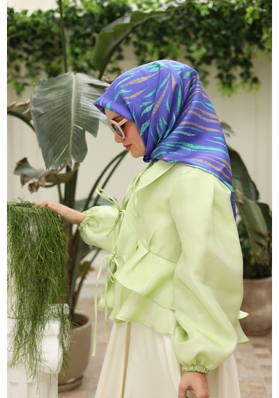 Silk Home Saks Vizon Desenli Tivil İpek Eşarp 11432-01 Çok Renkli