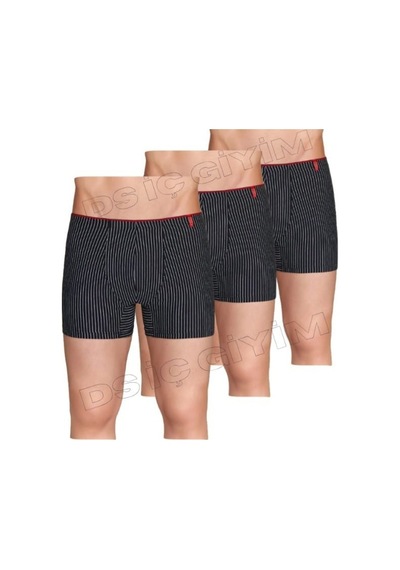 Berrak 4433 Erkek Çizgili Sport Boxer 3 Adet Siyah