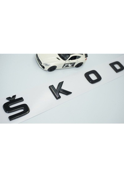 Skoda Bagaj Uzun Parlak Siyah Abs Yazı Logo Amblem