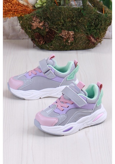 Fort Cool Evo Rahat Hafif Sneaker Kız Çocuk Ayakkabı Gri-Pembe Gri - Pembe