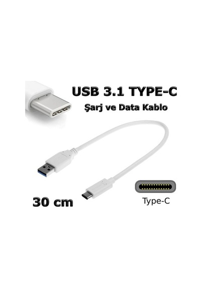 Usb 3.1 Type C Şarj Data Kablo Usb Type-C Şarj Data Kablo 30 Cm (533634340)