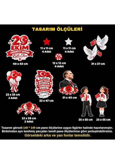 29 Ekim Cumhuriyet Bayramı Hazır Fügür Kesim Pano Süsü Ortaokul Tüm Yaşlar