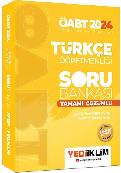 Yediiklim Yayınları 2024 Öabt Türkçe Öğretmenliği Tamamı Çözümlü Soru Bankası