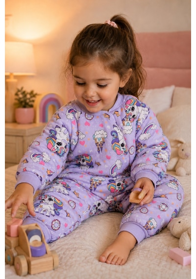 Babyhola 2.5 Tog Yorgan Gerektirmeyen Kalın Elyaf Dolgulu Çocuk Uyku Tulumu Pamuk Astarlı Unisex 6020 Açık Mor