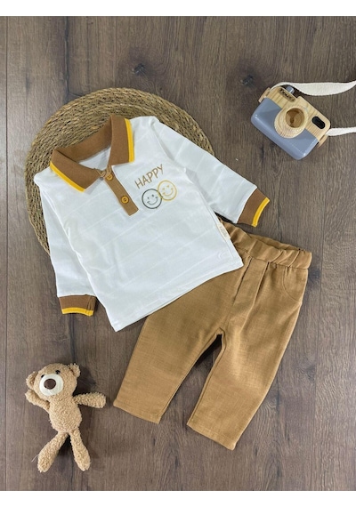 Bebicix Dazu Polo Yaka 2li Takım Kahve