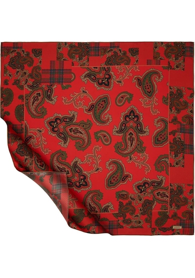 İpekevi Twill İpek Eşarp - Patchwork Desenli - Osmanlı Kırmızısı Osmanlı Kırmızısı