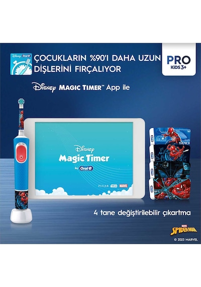 ORAL B Vitality Pro Spiderman Özel Seri Çocuklar İçin Şarj Edilebilir Diş Fırçası D103