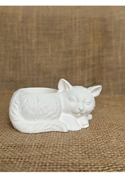 Kedi Dekoratif Kaktüs Ve Sukulent Saksısı, El Yapımı Minimalist Ev Dekoru, Masa Dekoru