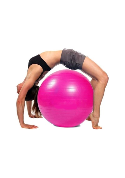 Ayla Stand 65 Cm Fitilli Pilates Topu, Pompa Seti, Pembe, Yoga Denge Egzersiz