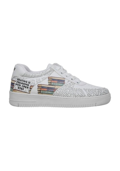 Kadın Vegan Deri Beyaz Sneakers - The Wise Owl Tasarım Çok Renkli