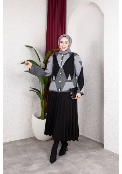 Hira Life Fashion Kadın Önü Düğmeli Şardonlu Cepli Ve Baklava Desenli Triko Hırka Siyah Siyah Hira Life Fashion Kadın Önü Düğmeli Şardonlu Cepli Ve Baklava Desenli Triko Hırka Siyah Siyah