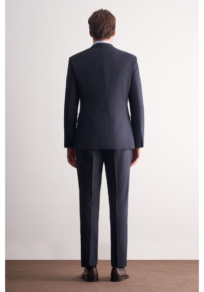 İmza Lacivert Mono Yaka Yelekli 6 Drop Slim Fit Tam Astar Esnek Takım Elbise 1001260186 Basic Lacivert