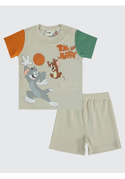 Tom And Jerry Erkek Bebek Şortlu Takım 6-18 Ay Taş Rengi Taş Rengi