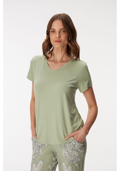Man11401-1013 Anil Ev Giyim Man11401 11401 Kadın T-shirt Ve Pantolon Takım Yeşil