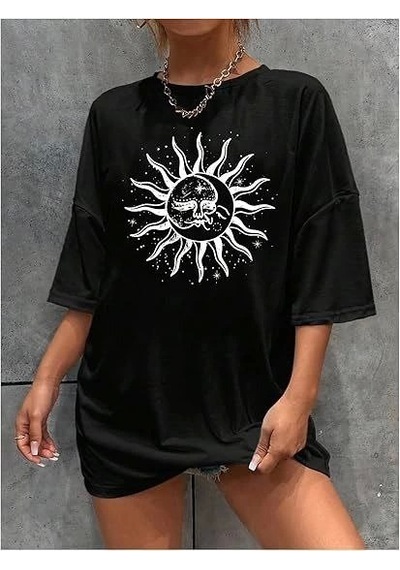 Modi Bisiklet Yaka Baskılı T-shirt - Siyah