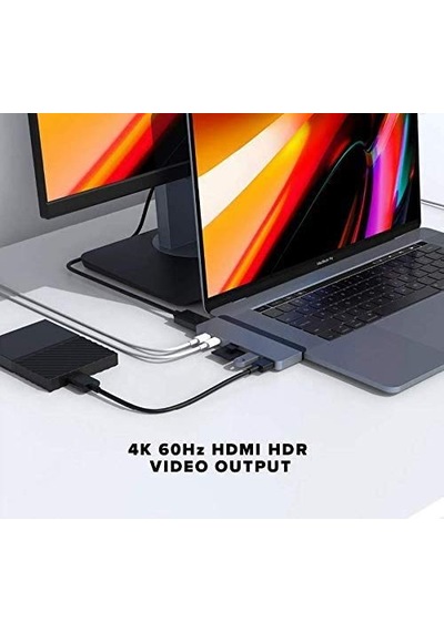 Apple Uyumlu Macbook Pro/air İçin Hyper Drive Duo 7'si 2 Arada Bağlantı İstasyonu - Uzay Grisi, Hd28c-gümüş, Gri