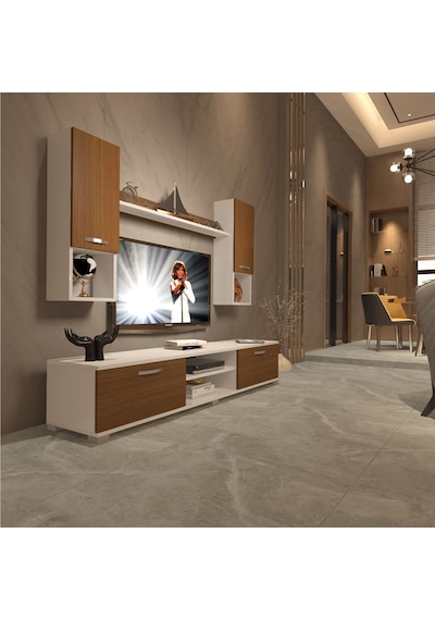 Decoraktiv Eko 5da Slm Dvd Tv Ünitesi Tv Sehpası Beyaz - Ceviz