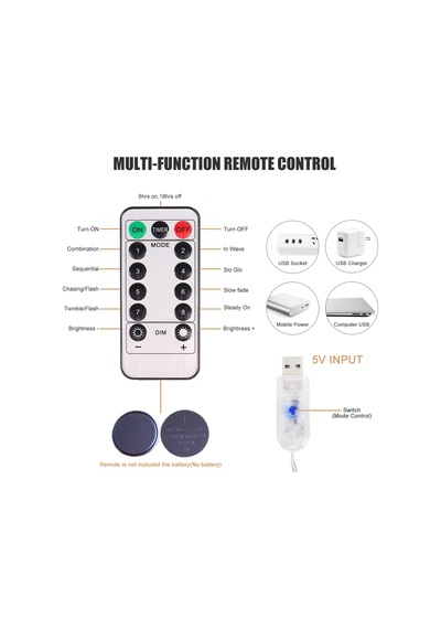 Peri Led Perde Işıkları Usb Uzaktan Kumanda 8 Mod Işık Zinciri Ko