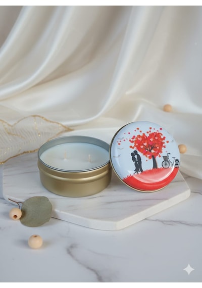 Boho Bloom Gül & Yasemin Kokulu El Yapımı Soya Mumu Happy Blaze Candle Kırmızı - Beyaz