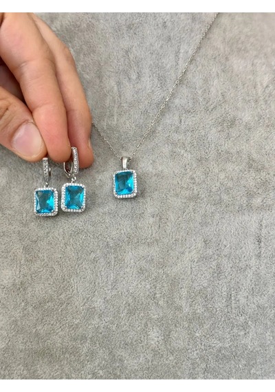 Mavi Topaz Set Takı 351