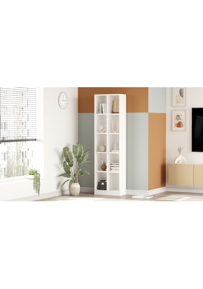 Robin Home Vera Geniş Kitaplık 10 Raflı 180cm Beyaz