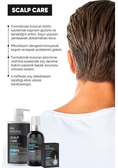 Daily Perfection Pro Scalp Care Saç Bakım Seti Erkeklere Özel Şampuan-şekillendirici Sıvı Saç Bakım Kremi-vitamin Shot