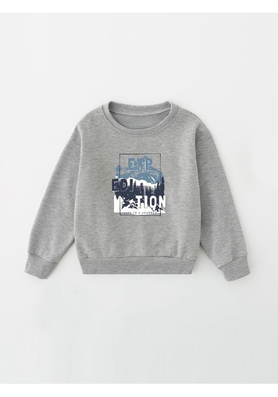 Fyk Kids 2'li Erkek Çocuk Baskılı Yuvarlak Yaka Sweatshirt Siyah - Gri1