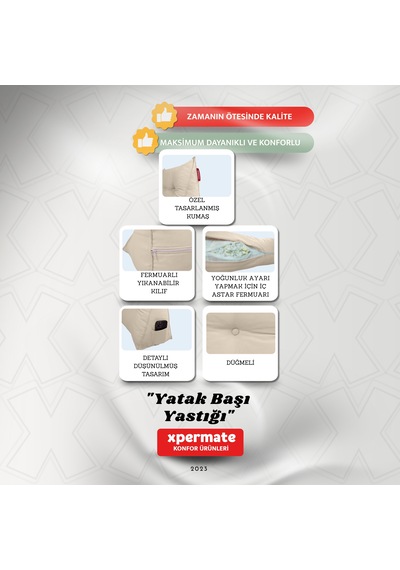 Yatak Başı Yastığı Sırt Ve Bel Destek Yastığı 120 Cm Bej