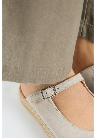 Manijero Silvia Kadın Deri Hakiki Deri Tek Bantlı Sabo Bej Terlik
