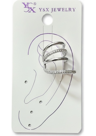 Earcuff Sıkıştırmalı Çelik Kıkırdak Küpe Çoklu Halka Görünümlü Gümüş Renk