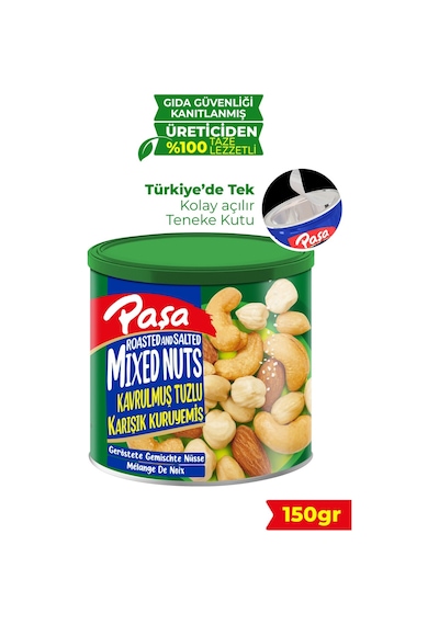 Paşa Kuruyemiş Kavrulmuş Karışık Kuruyemiş Teneke Kutu 150 G