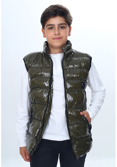 Toontoy Kids Toontoy Erkek Çocuk Parlak Görünümlü Göğsü Armalı Yelek Haki